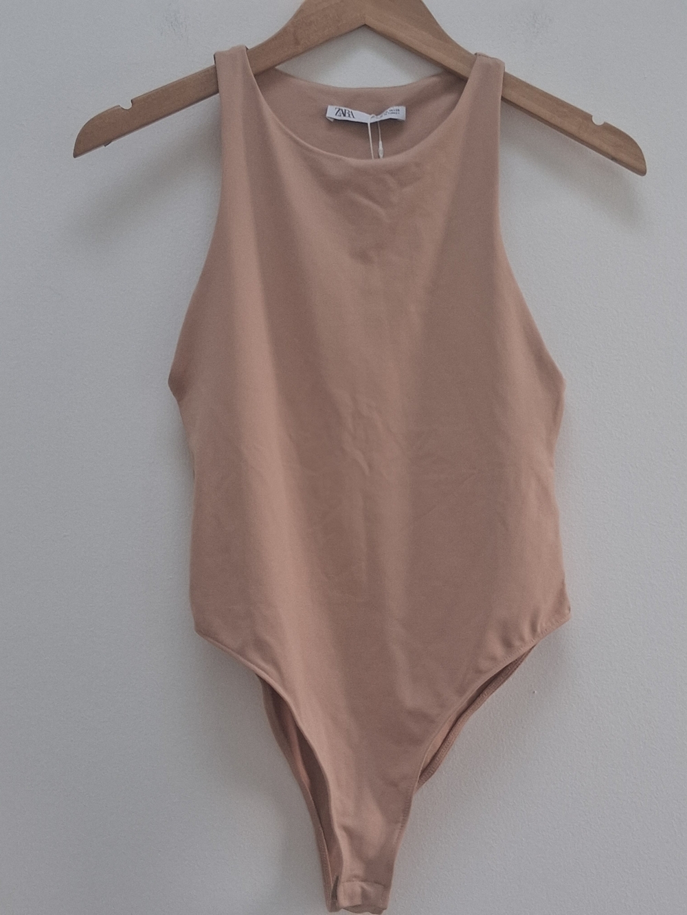 Zara Nude High-Neck Sleeveless Bodysuit Size Medium Minimalist